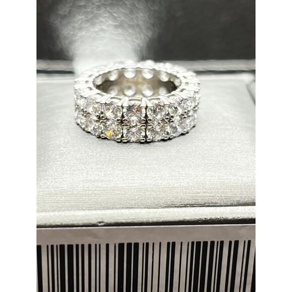 3 Ct Round Cut Simulated Diamond/CZ Eternity Band Ring 925 White Sterling Silver - Picture 2 of 7
